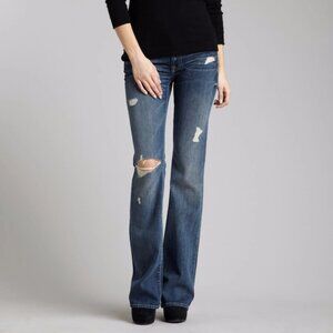 7 For All Mankind Women Bootcut Distressed Stretch Mid Rise Jeans Sz29 Length 31